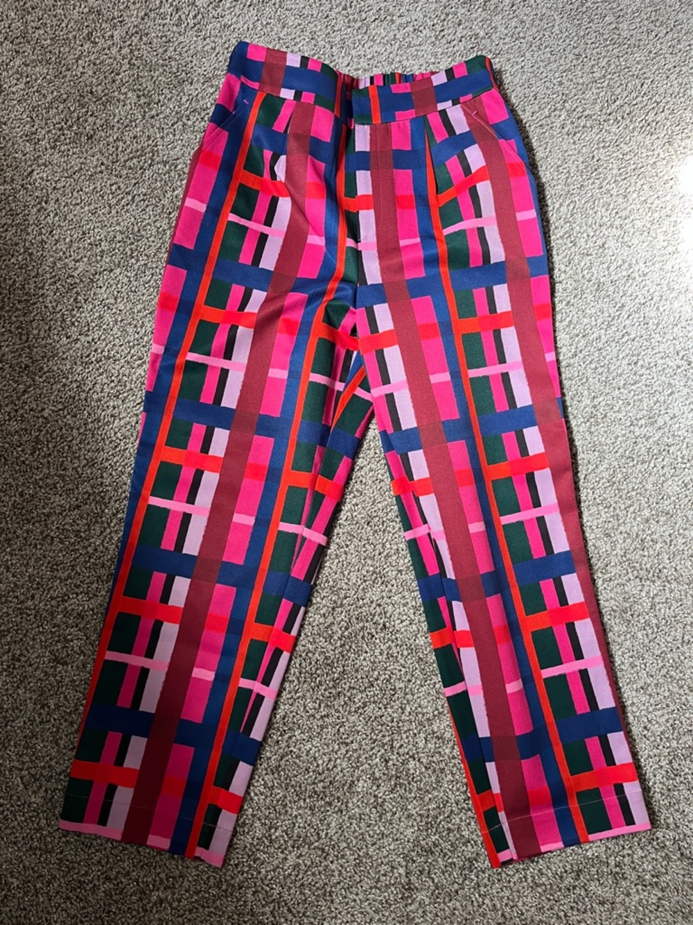 CROSBY by Mollie Burch Bold Pink Plaid Cropped Pants